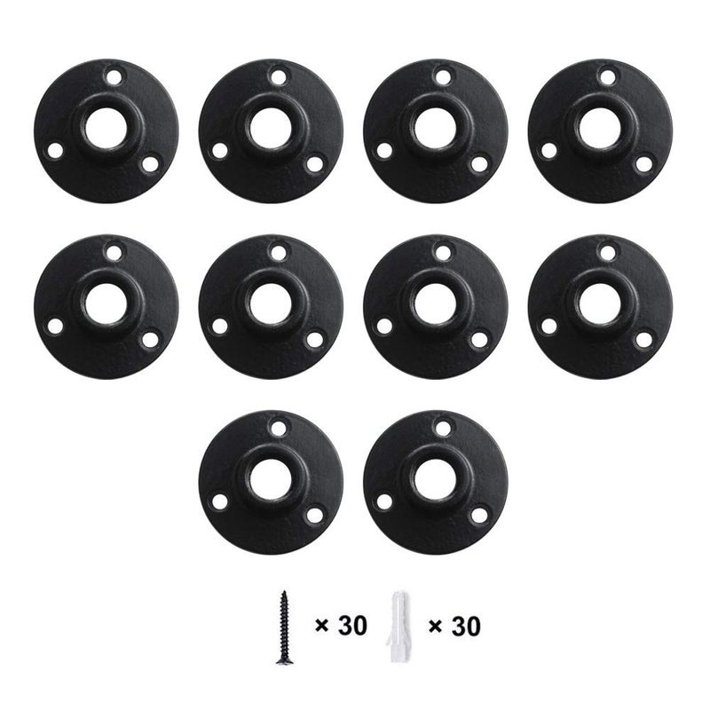 GeilSpace Floor Flange, Malleable Iron Pipe Fittings - Vintage DIY Industrial Shelving, Industrial Decor, Furniture DIY (1/2", Black) - Image 1